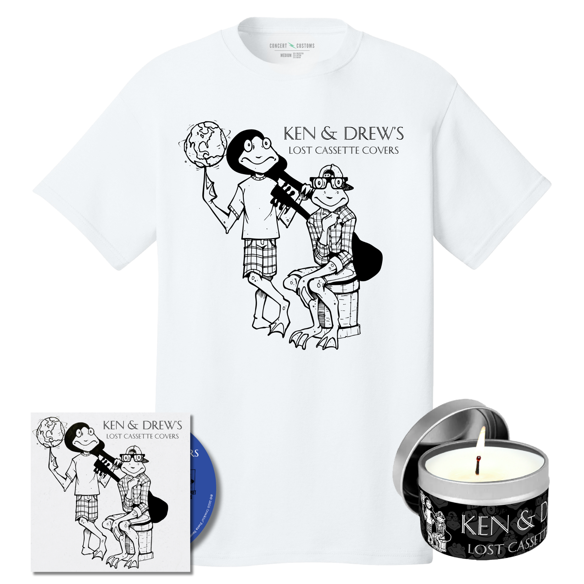 Sister Hazel Ken & Drew's Lost Cassette Tapes Autographed CD, T-Shirt & Candle Bundle